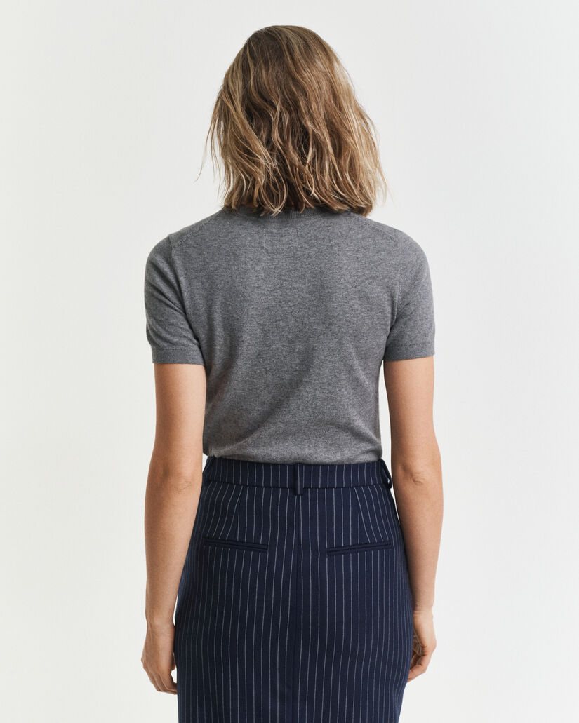 Let kortærmet sweater med crewneck