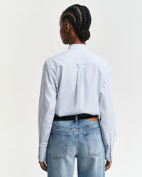 Regular fit skjorte med striber og flæsedetaljer