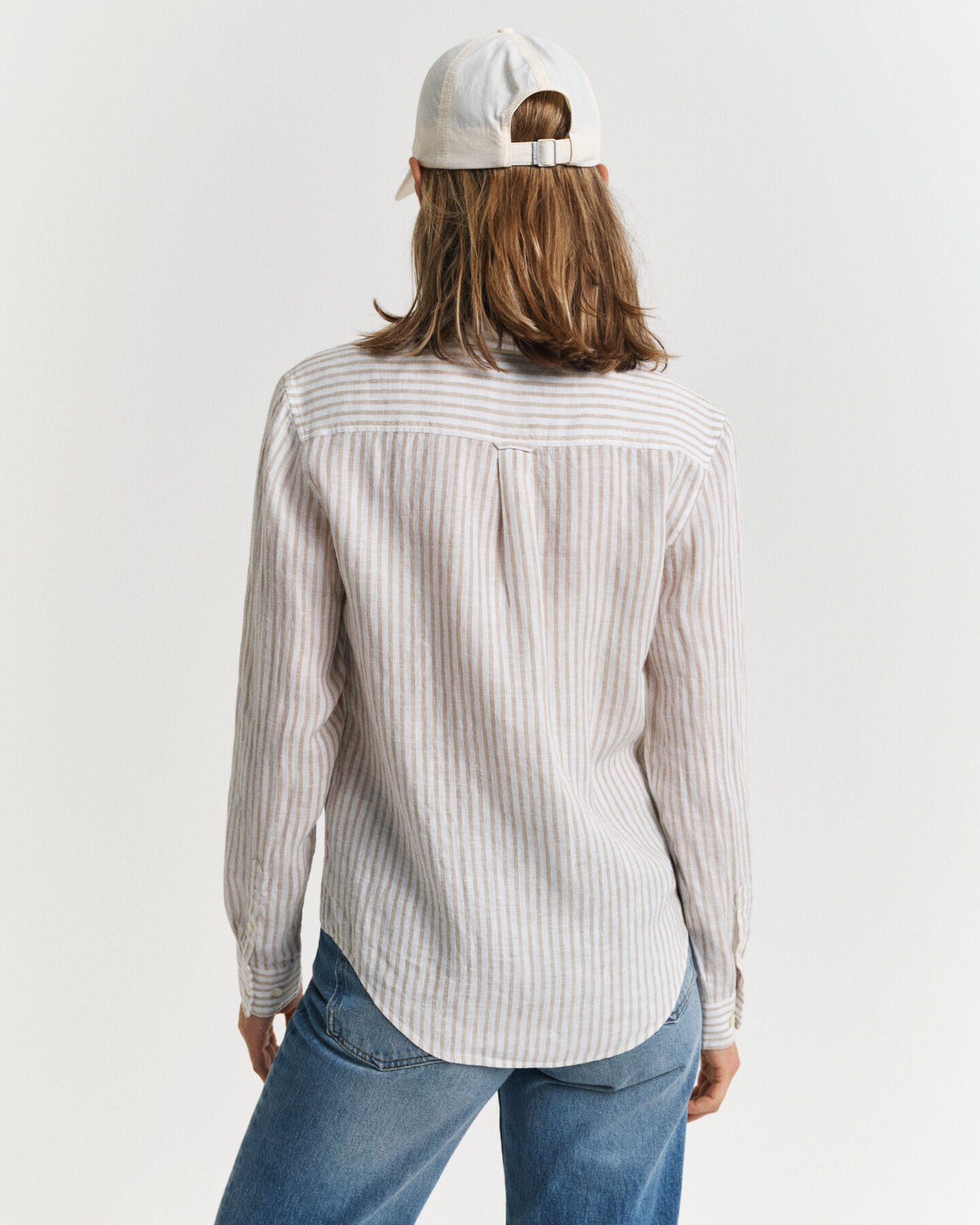 Regular fit stribet skjorte af hør