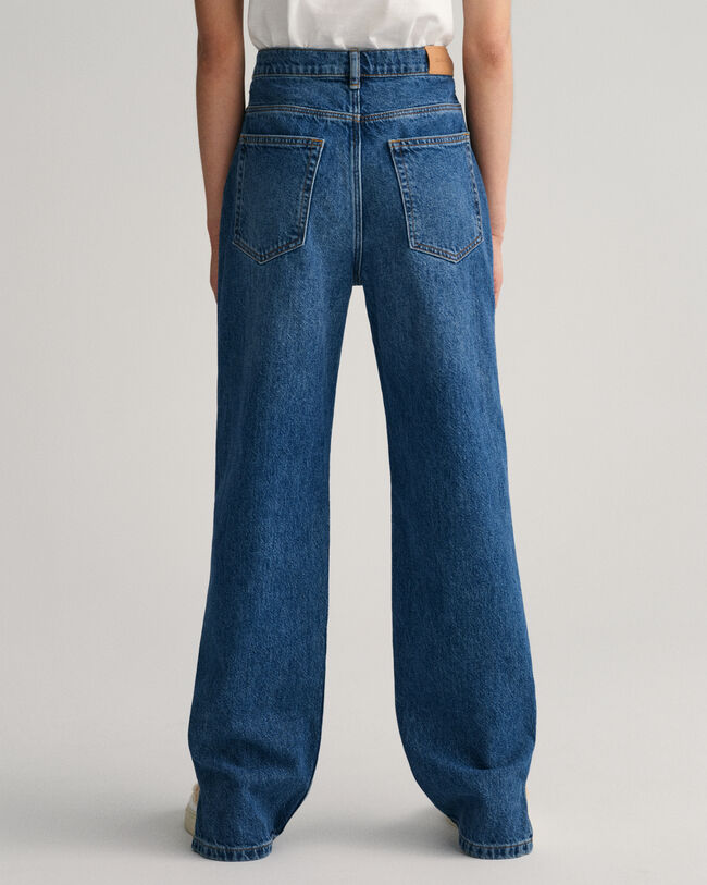 Teen Girls jeans med lige ben og slids i s&oslash;mmen