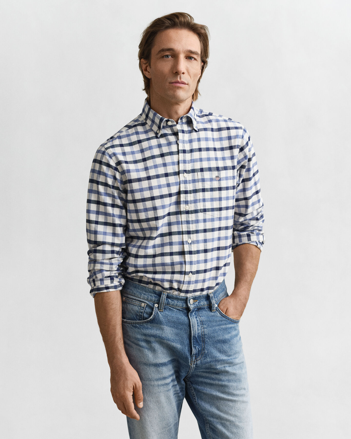 Regular fit ternet Oxford skjorte