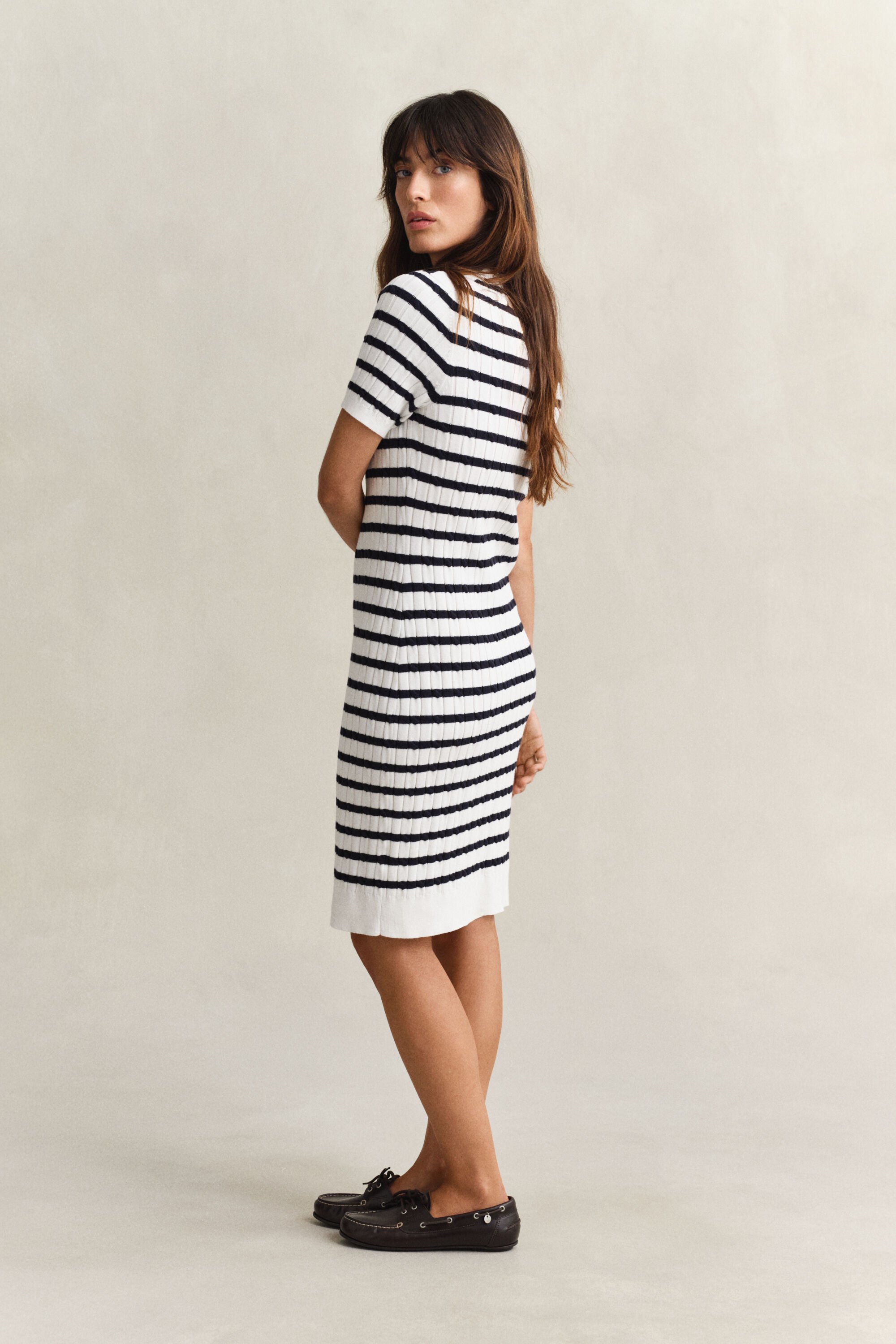 Kjole i bomuld med kabelstrik