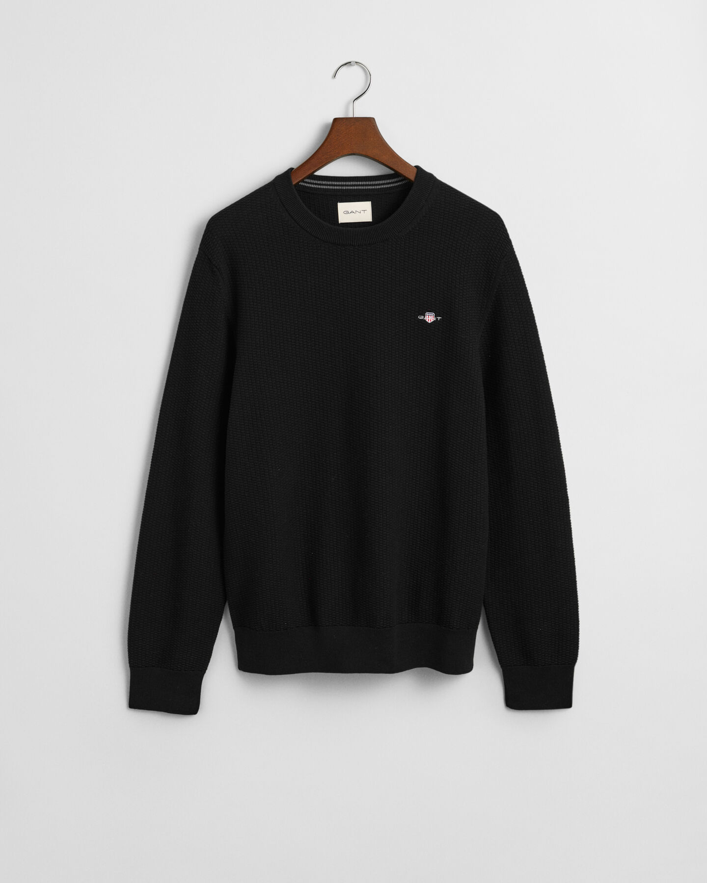 Mikro tekstureret crewneck sweater af bomuld