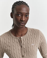 Cardigan af strækbomuld med kabelstrik