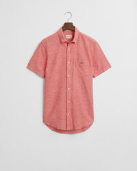 Regular fit skjorte af bomuldsh&oslash;r med korte &aelig;rmer